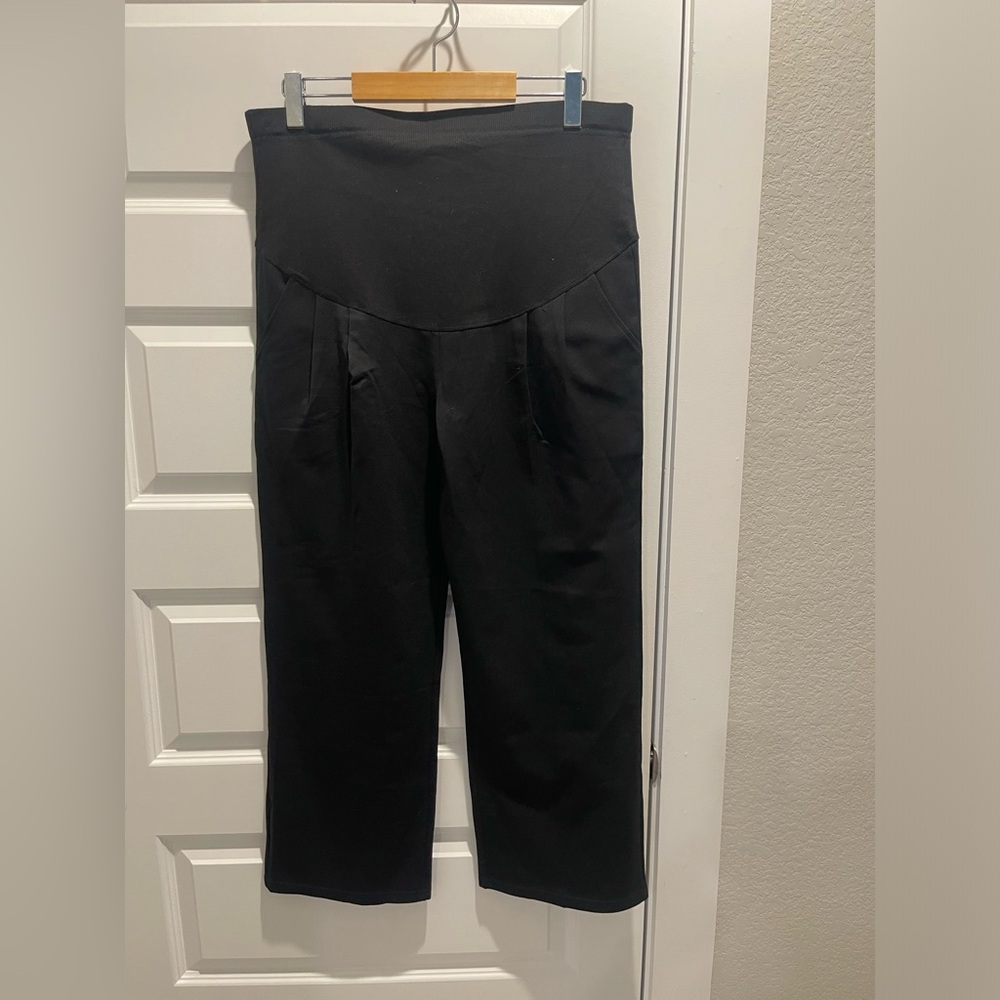 NWT Alina Mae Belly to Baby Black Over the Bump Maternity Pants L - Picture 2 of 9